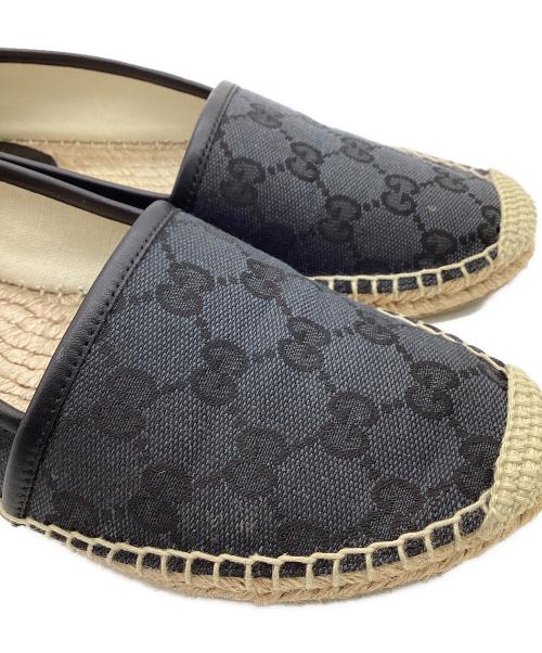 GUCCI（グッチ）GUCCI (グッチ) GGキャンバス エスパドリーユ ブラック×ナチュラル サイズ:EU36 1/2の古着・服飾アイテム