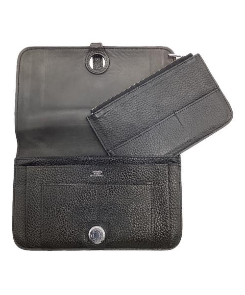 HERMES（エルメス）HERMES (エルメス) ドゴン デュオ(GM)  長財布 ブラックの古着・服飾アイテム