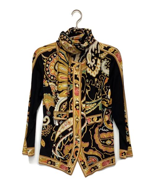 LEONARD（レオナール）LEONARD (レオナール) 総柄カーディガン ブラック サイズ:Mの古着・服飾アイテム