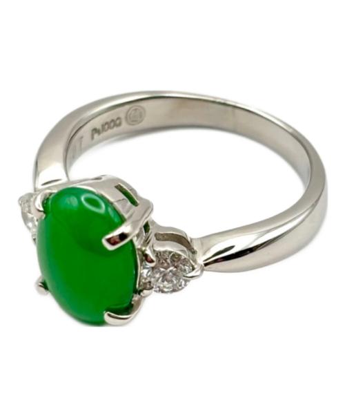 NO BRAND（ノーブランド）NO BRAND (ノーブランド) Natural Jadeite Jade & Diamond Ring天然ジェダイト 翡翠ダイヤリング サイズ:8号の古着・服飾アイテム