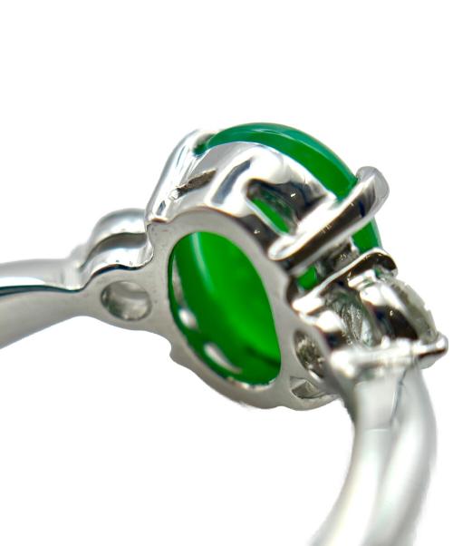 NO BRAND（ノーブランド）NO BRAND (ノーブランド) Natural Jadeite Jade & Diamond Ring天然ジェダイト 翡翠ダイヤリング サイズ:8号の古着・服飾アイテム