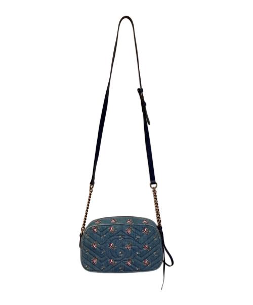 GUCCI（グッチ）GUCCI (グッチ) GGマーモント デニム チェーンショルダーバッグ ブルーの古着・服飾アイテム