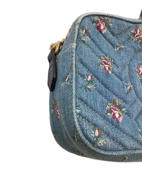 GUCCI（グッチ）GUCCI (グッチ) GGマーモント デニム チェーンショルダーバッグ ブルーの古着・服飾アイテム