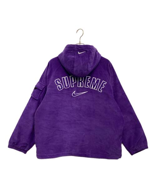 NIKE（ナイキ）NIKE (ナイキ) SUPREME (シュプリーム) Arc Corduroy Hooded Jacket（アーチ コーデュロイ フード ジャケット） パープル サイズ:XLの古着・服飾アイテム