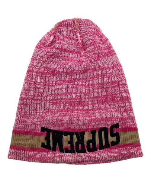 SUPREME（シュプリーム）SUPREME (シュプリーム) Heather Stripe Beanie（ヘザー ストライプ ビーニー） ベージュ×ピンクの古着・服飾アイテム
