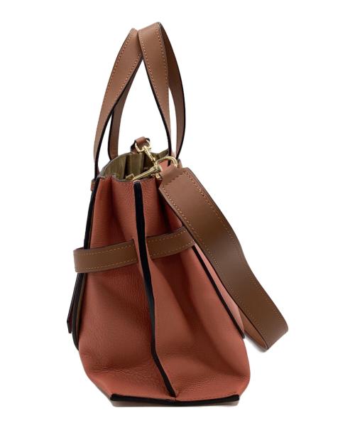 LOEWE（ロエベ）LOEWE (ロエベ) ゲート トップハンドルスモール 2WAYバッグ サーモンピンク×ブラウンの古着・服飾アイテム