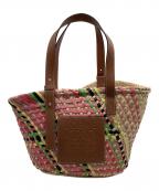 LOEWEロエベ）の古着「バスケットバッグ（ヤシの葉&カーフ）」｜ピンクベージュ