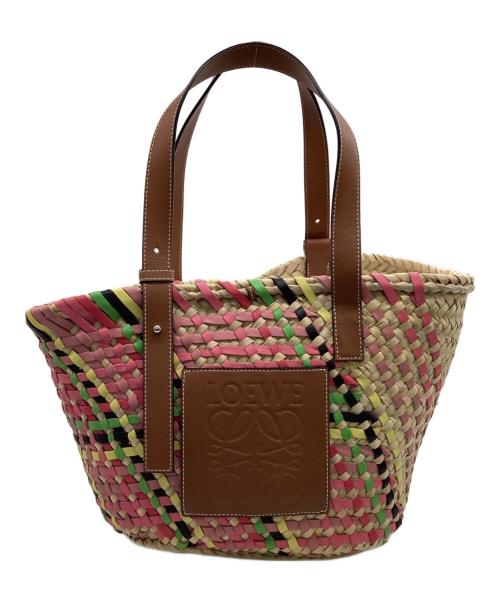 LOEWE（ロエベ）LOEWE (ロエベ) バスケットバッグ（ヤシの葉&カーフ） ピンクベージュの古着・服飾アイテム