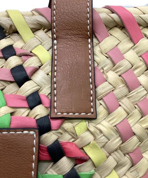 LOEWE（ロエベ）LOEWE (ロエベ) バスケットバッグ（ヤシの葉&カーフ） ピンクベージュの古着・服飾アイテム