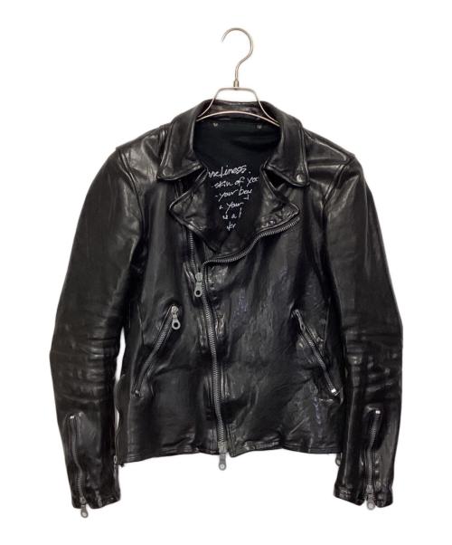 ISAMU KATAYAMA BACKLASH（イサムカタヤマ・バックラッシュ）ISAMU KATAYAMA BACKLASH (イサムカタヤマ・バックラッシュ)  イタリー ショルダー ガーメントダイ ダブルライダース ブラック サイズ:Sの古着・服飾アイテム