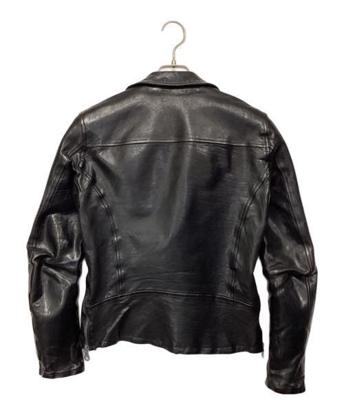 ISAMU KATAYAMA BACKLASH（イサムカタヤマ・バックラッシュ）ISAMU KATAYAMA BACKLASH (イサムカタヤマ・バックラッシュ)  イタリー ショルダー ガーメントダイ ダブルライダース ブラック サイズ:Sの古着・服飾アイテム