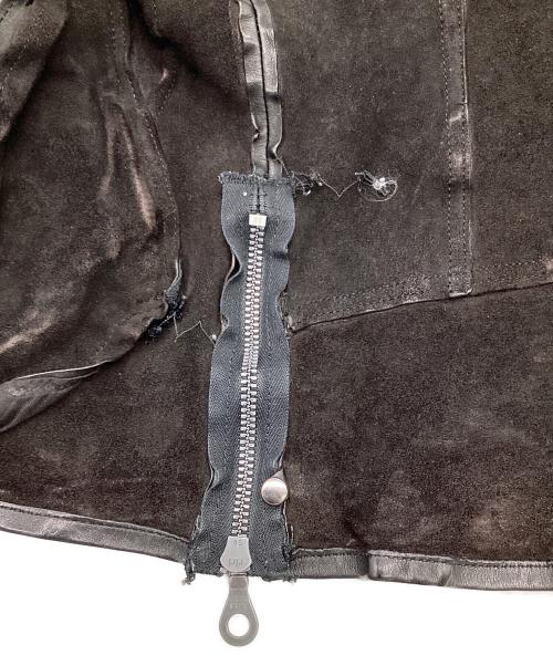 ISAMU KATAYAMA BACKLASH（イサムカタヤマ・バックラッシュ）ISAMU KATAYAMA BACKLASH (イサムカタヤマ・バックラッシュ)  イタリー ショルダー ガーメントダイ ダブルライダース ブラック サイズ:Sの古着・服飾アイテム