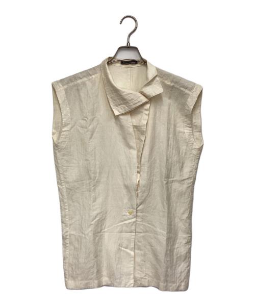 ISSEY MIYAKE（イッセイミヤケ）ISSEY MIYAKE (イッセイミヤケ) リネン混ノースリーブシャツ ベージュ サイズ:9の古着・服飾アイテム