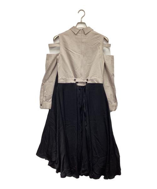 hazama（ハザマ）hazama (ハザマ) シャツとドレスの二重装 グレー×ブラック サイズ:Sの古着・服飾アイテム
