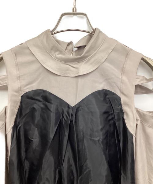 hazama（ハザマ）hazama (ハザマ) シャツとドレスの二重装 グレー×ブラック サイズ:Sの古着・服飾アイテム