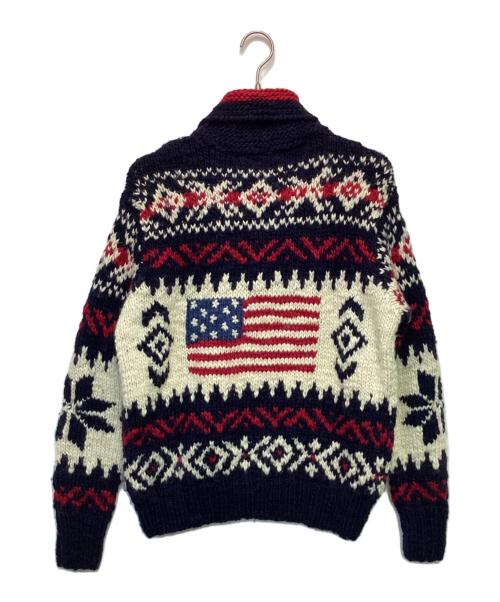 Polo by RalphLauren（ポロ バイ ラルフローレン）Polo by RalphLauren (ポロ バイ ラルフローレン) カウチンニットカーディガン ホワイト×ネイビー サイズ:Sの古着・服飾アイテム