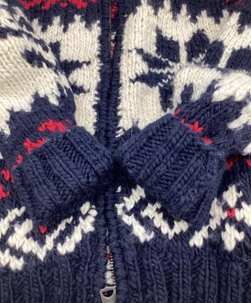 Polo by RalphLauren（ポロ バイ ラルフローレン）Polo by RalphLauren (ポロ バイ ラルフローレン) カウチンニットカーディガン ホワイト×ネイビー サイズ:Sの古着・服飾アイテム