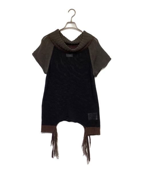 Sise（シセ）Sise (シセ) ハーフスリーブニット ネイビー×グレー サイズ:1の古着・服飾アイテム