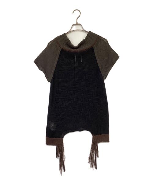 Sise（シセ）Sise (シセ) ハーフスリーブニット ネイビー×グレー サイズ:1の古着・服飾アイテム