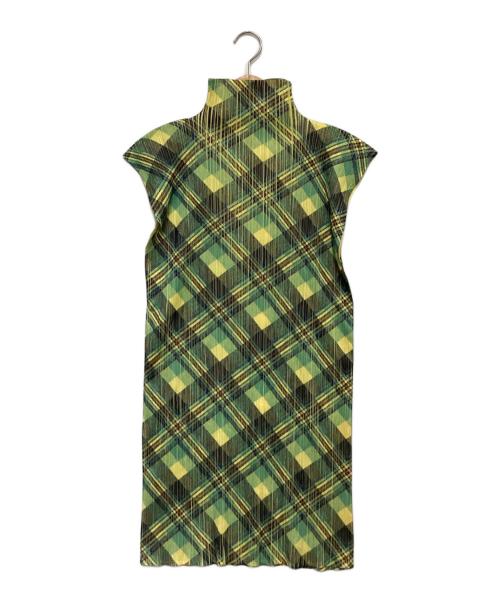 PLEATS PLEASE（プリーツプリーズ）PLEATS PLEASE (プリーツプリーズ) ノースリーブ ワンピース イエロー サイズ:3の古着・服飾アイテム