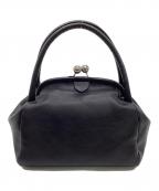 Y'sワイズ）の古着「がま口レザーハンドバッグ」｜ブラック