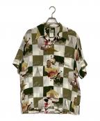 LALA KAIララカイ）の古着「Ryugujo（竜宮城）シルクアロハシャツ」｜グリーン×ホワイト