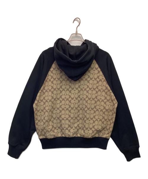 COACH（コーチ）COACH (コーチ) シグネチャー フーディー ベージュ×ブラック サイズ:Mの古着・服飾アイテム