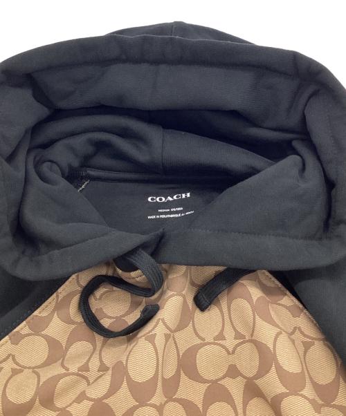 COACH（コーチ）COACH (コーチ) シグネチャー フーディー ベージュ×ブラック サイズ:Mの古着・服飾アイテム