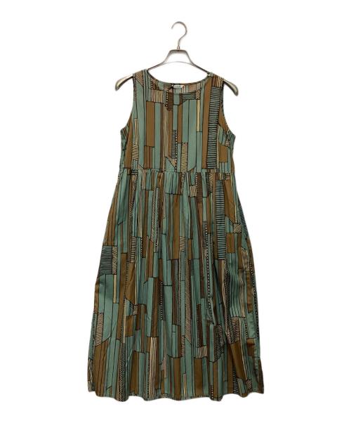 LE GLAZIK（ル グラジック）LE GLAZIK (ル グラジック) バティック スリーブレスワンピース ブラウン×グリーン サイズ:36の古着・服飾アイテム