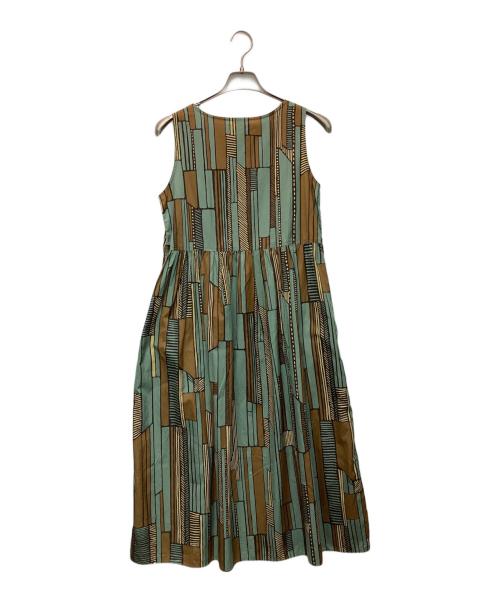 LE GLAZIK（ル グラジック）LE GLAZIK (ル グラジック) バティック スリーブレスワンピース ブラウン×グリーン サイズ:36の古着・服飾アイテム