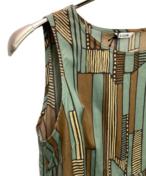 LE GLAZIK（ル グラジック）LE GLAZIK (ル グラジック) バティック スリーブレスワンピース ブラウン×グリーン サイズ:36の古着・服飾アイテム