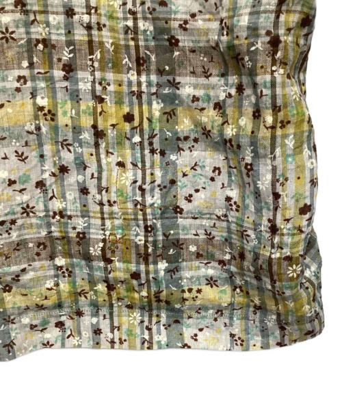 45R（フォーティファイブ・アール）45R (フォーティファイブ・アール) インドリネンマドラスフラワーのMシャツ グレー×イエロー サイズ:表記無の古着・服飾アイテム