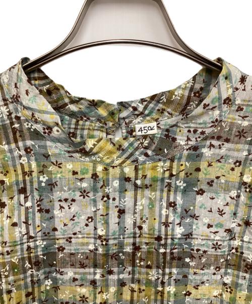 45R（フォーティファイブ・アール）45R (フォーティファイブ・アール) インドリネンマドラスフラワーのMシャツ グレー×イエロー サイズ:表記無の古着・服飾アイテム