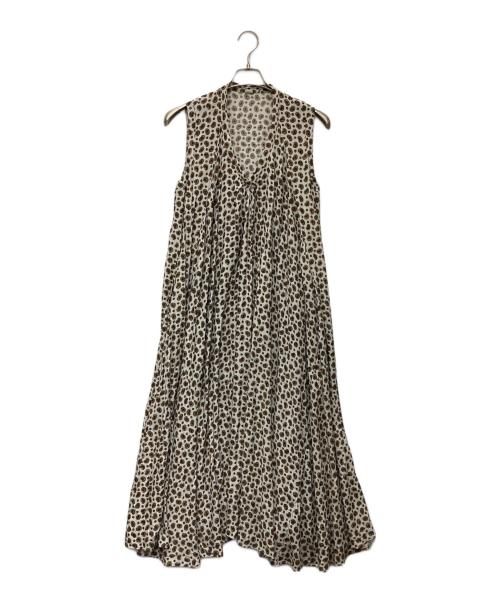 45R（フォーティファイブ・アール）45R (フォーティファイブ・アール) ノースリーブワンピース ブラウン×ホワイトの古着・服飾アイテム