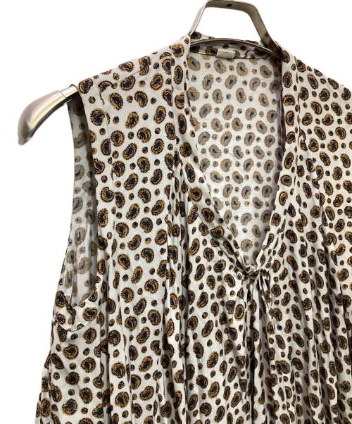 45R（フォーティファイブ・アール）45R (フォーティファイブ・アール) ノースリーブワンピース ブラウン×ホワイトの古着・服飾アイテム