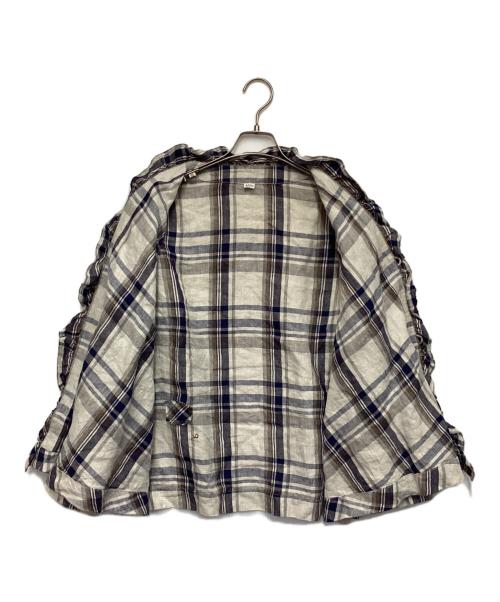 45R（フォーティファイブ・アール）45R (フォーティファイブ・アール) インドリネンツイル カシュクールブラウス ベージュ サイズ:表記無の古着・服飾アイテム