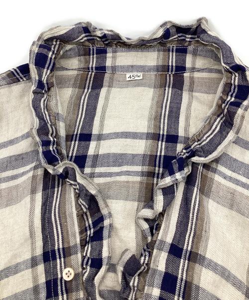 45R（フォーティファイブ・アール）45R (フォーティファイブ・アール) インドリネンツイル カシュクールブラウス ベージュ サイズ:表記無の古着・服飾アイテム