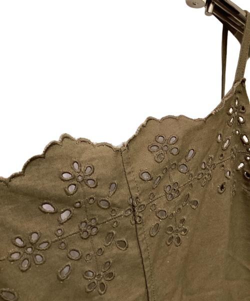 45R（フォーティファイブ・アール）45R (フォーティファイブ・アール) ポプリンカットワークサロペット オリーブ サイズ:3の古着・服飾アイテム