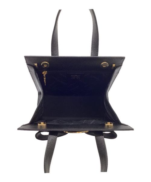 Salvatore Ferragamo（サルヴァトーレ フェラガモ）Salvatore Ferragamo (サルヴァトーレ フェラガモ) ヴァラ リボン ハンドバッグ ブラックの古着・服飾アイテム