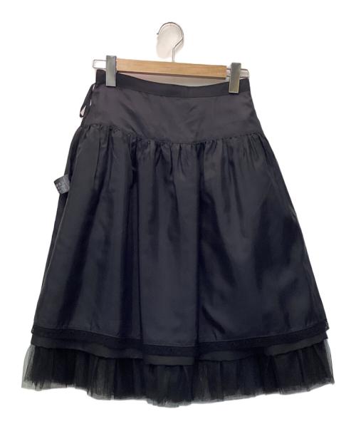 FOXEY（フォクシー）FOXEY (フォクシー) チュール フレア レイヤード スカート ブラック サイズ:38の古着・服飾アイテム