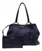 MIU MIUミュウミュウ）の古着「マドラス トートバッグ」｜ネイビー