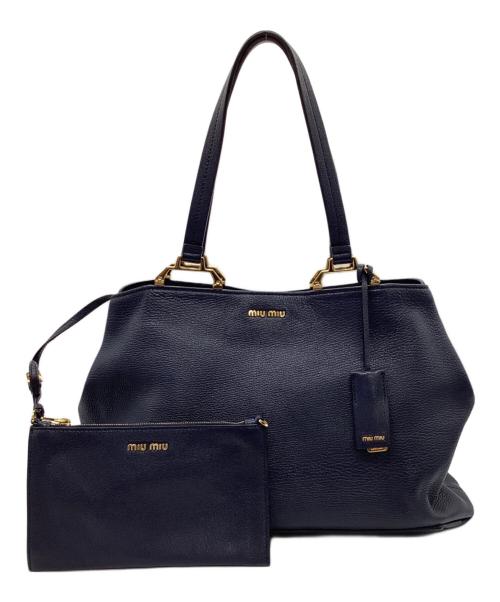 MIU MIU（ミュウミュウ）MIU MIU (ミュウミュウ) マドラス トートバッグ ネイビーの古着・服飾アイテム