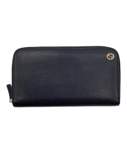 GUCCI（グッチ）GUCCI (グッチ) ラウンドファスナー長財布 ブラックの古着・服飾アイテム