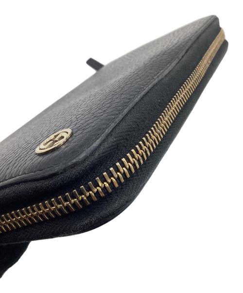 GUCCI（グッチ）GUCCI (グッチ) ラウンドファスナー長財布 ブラックの古着・服飾アイテム