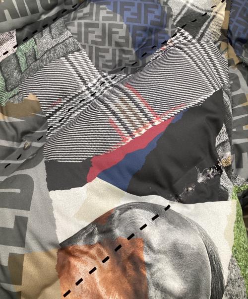 FENDI（フェンディ）FENDI (フェンディ) フェイクニュース ジップパファージャケット マルチカラー サイズ:48の古着・服飾アイテム