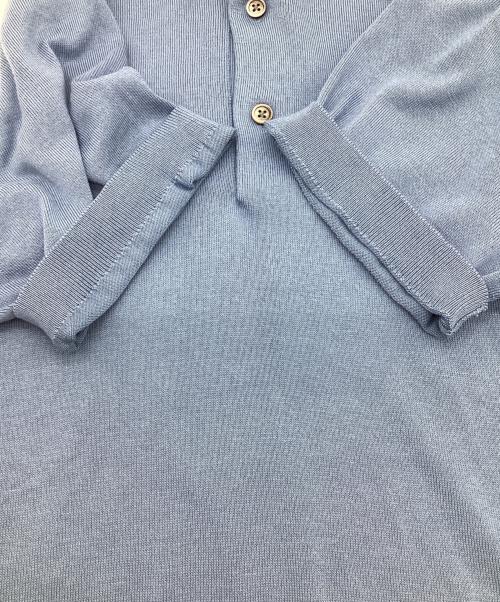 TOMORROW LAND PILGRIM（トゥモローランド ピルグリム）TOMORROW LAND PILGRIM (トゥモローランド ピルグリム) シルクコットンニットポロシャツ ライトブルー サイズ:Mの古着・服飾アイテム