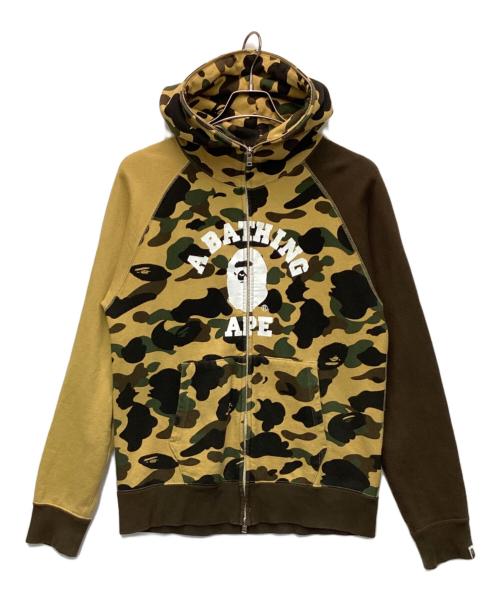 A BATHING APE（ア ベイシング エイプ）A BATHING APE (ア ベイシング エイプ) カモ柄 フルジップパーカー イエロー×ブラウン サイズ:Mの古着・服飾アイテム