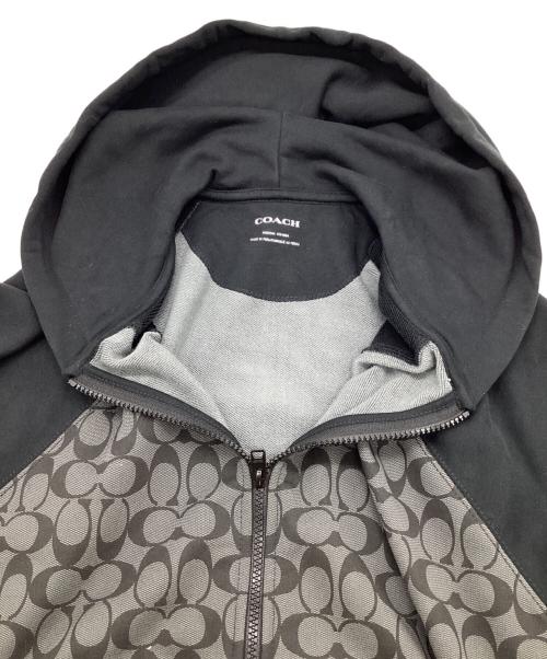 COACH（コーチ）COACH (コーチ) シグネチャー ジップ フーディー ブラック サイズ:Mの古着・服飾アイテム