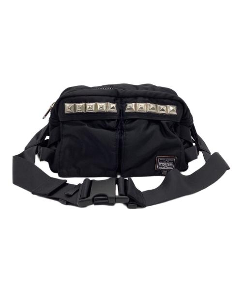 PORTER（ポーター）PORTER (ポーター) JAM HOME MADE (ジャムホームメイド) スタッズ ウエストバッグ ブラック×シルバーの古着・服飾アイテム