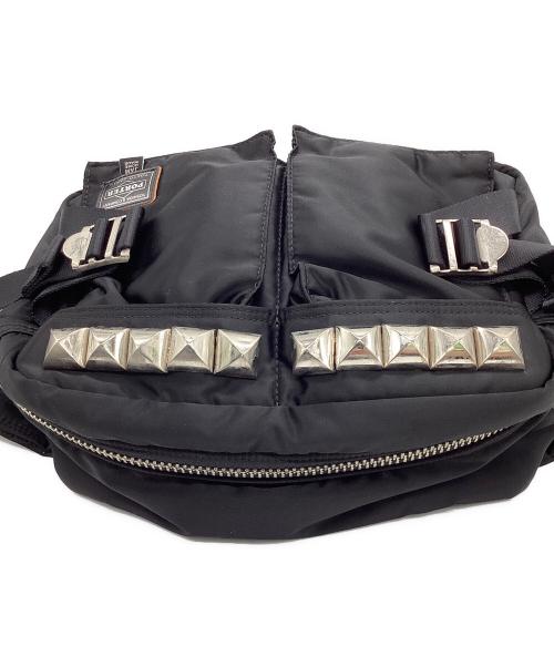 PORTER（ポーター）PORTER (ポーター) JAM HOME MADE (ジャムホームメイド) スタッズ ウエストバッグ ブラック×シルバーの古着・服飾アイテム